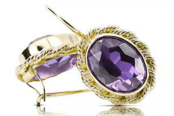 14-кв Желтое золото Александрит Серьги Винтаж украшения vec007y